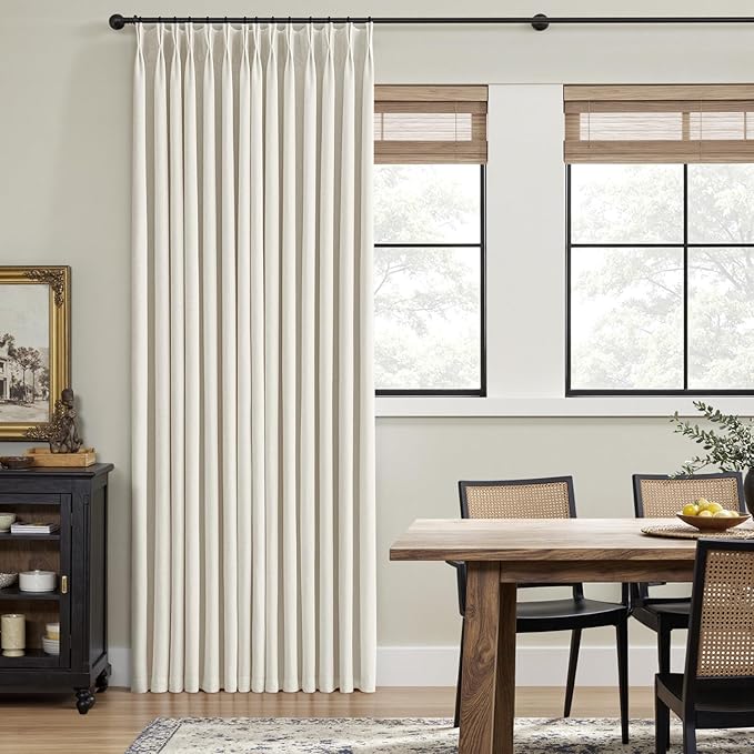 MIULEE Natural Pinch Pleated 100% Blackout Linen Curtains 40x80 Inches | Room - Image 3