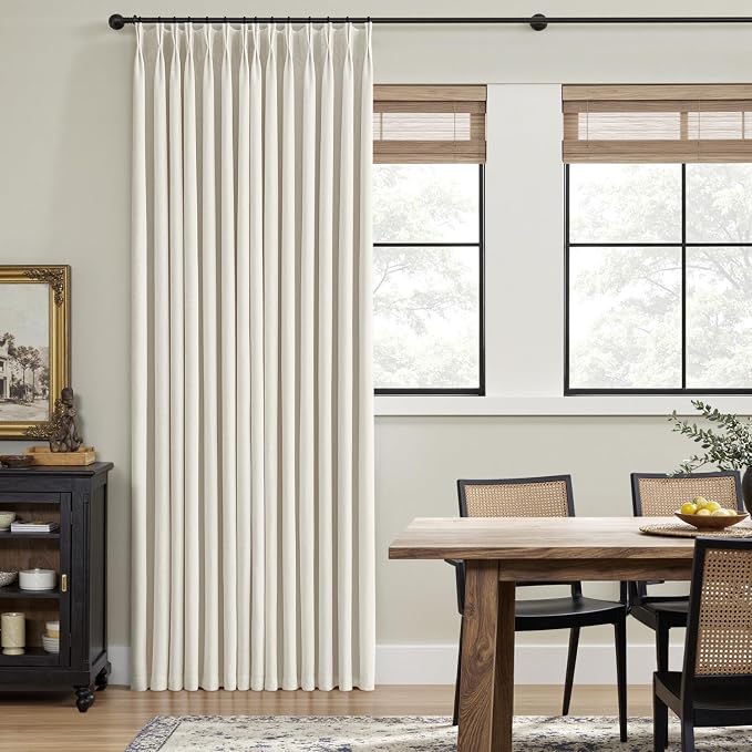 MIULEE Natural Pinch Pleated 100% Blackout Linen Curtains 40x104 Inches | Room - Image 3