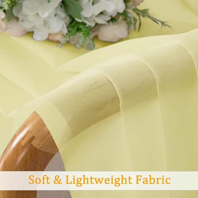 Gwine Light Yellow Sheer Curtains 72 Inches Long 2 Panels Set, Light Filtering - Image 9