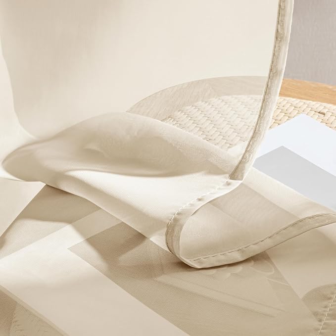 MIULEE Butter Cream Sheer Curtains 63 Inches Long 4 Panels 42 x 63 Inches | - Image 7