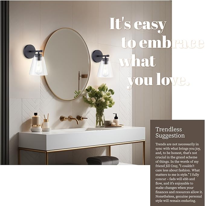 Hamilyeah Black Bathroom Sconces Wall Lighting, Farmhouse Wall Sconces Set of 2, Industrial Black Sconces with Clear Glass Shade for Living Room, Kitchen, Hallway