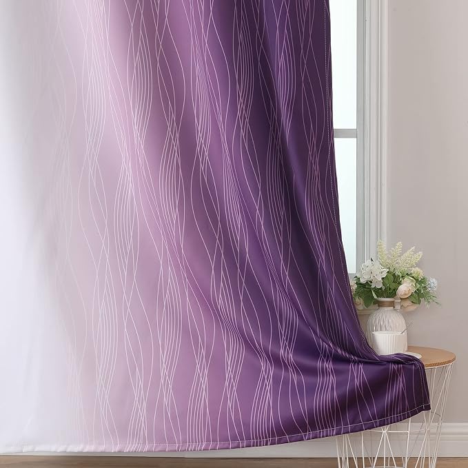 Estelar Textiler Purple and Greyish White Ombre Blackout Curtains 72 Inches - Image 6