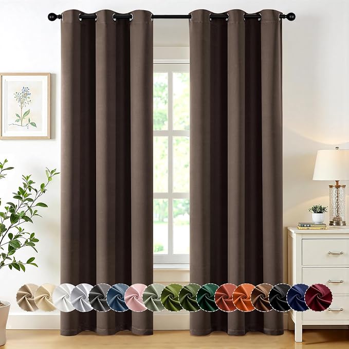 MIULEE Blackout Curtains for Bedroom 2 Panels 40"x72" Long Chocolate Brown | by MIULEE