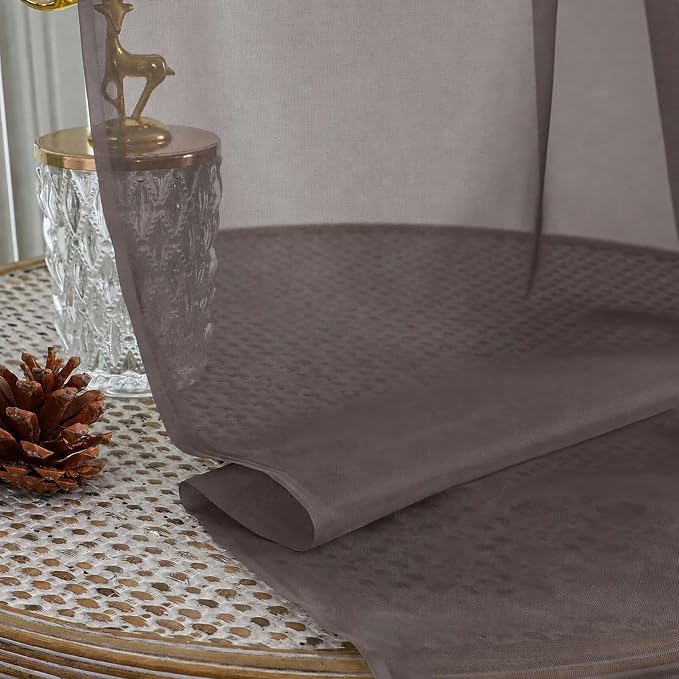 Sheer Chocolate Curtains 108 Inches Long 2 Panels Set, 59 Inch Extra Wide - Image 4