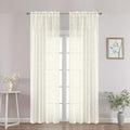 Chyhomenyc Ivory Sheer Curtains 90 Inch Length 2 Panels Set, Light Filtering by Chyhomenyc