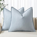 MIULEE Decorative Linen Euro Sham Pillow Covers 22x22 Inch Light Blue | Boho by MIULEE