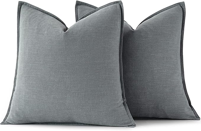 MIULEE Decorative Linen Pillow Covers 18x18 Inch Gray | Boho Farmhouse​ - Image 6