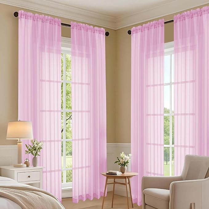 Light Pink Bedroom Curtains 96 Length - Image 6