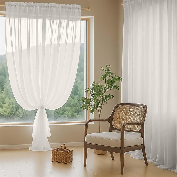 Ivory Sheer Curtains for Window 72 inches Long 2 Panels Set, Soft Airy Modern - Image 8