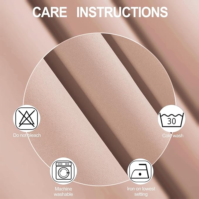 Blush Blackout Curtains 52 x 63 Inch Length/Set of 2 Curtain Panels/Thermal - Image 4