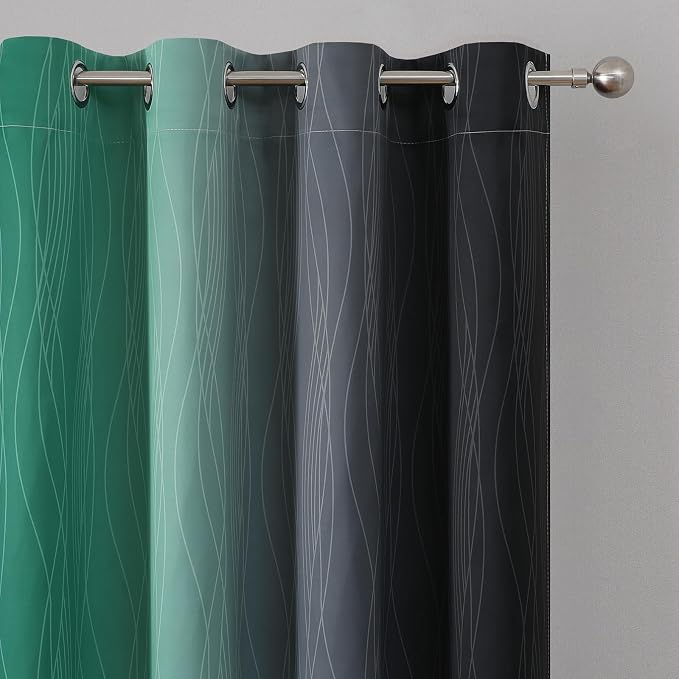 Black and Green Ombre Blackout Curtains 96 Inches Long | Gradient Curtains - Image 4