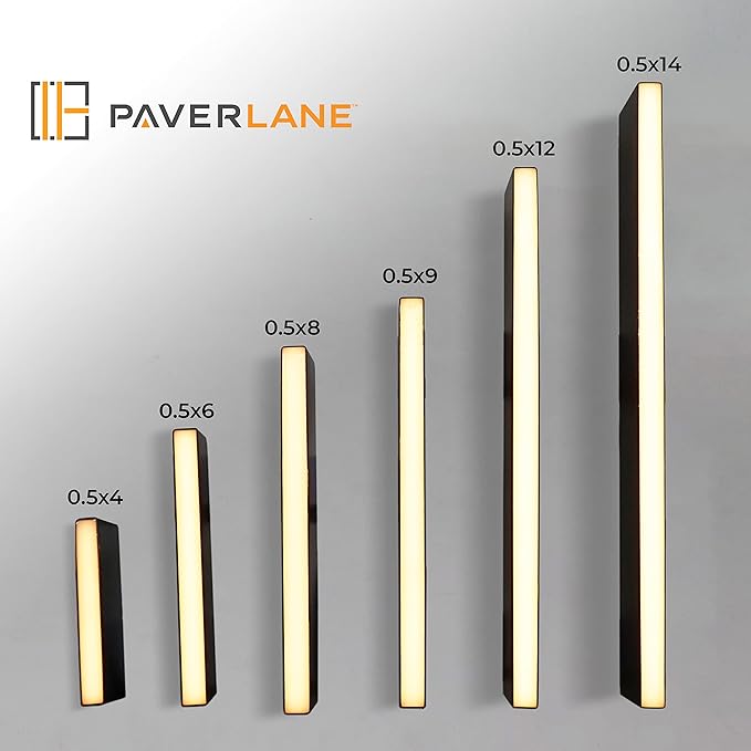 LUMENGY Paver Light Slim 0.5x9 Inch (0.55X8.85X2.2) Glare-Free Steel Brick Lighting for Pavers, Walls, Driveway & Pathway Borders 2700K Warm White, Waterproof IP67, Drive-Over Rated - 12V AC/DC