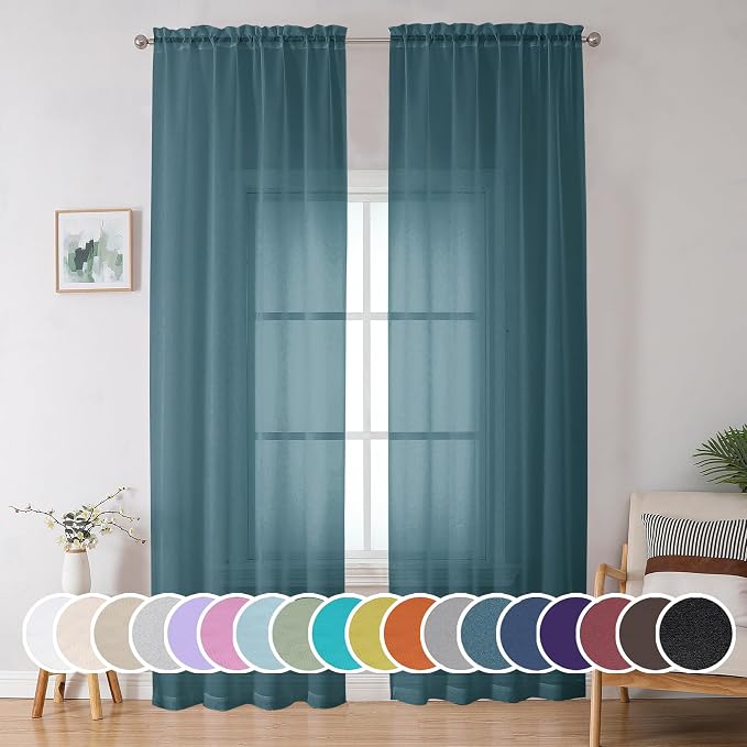 OWENIE Sheer Curtains 96 inches Long by OWENIE
