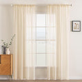MIULEE Cream Beige Sheer Curtains 54 X 102 Inches, 2 Panels | Solid Color by MIULEE