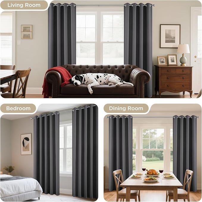 Joydeco Grey Curtains 84 Inch Long, Room Divider Blackout Curtains - Image 6