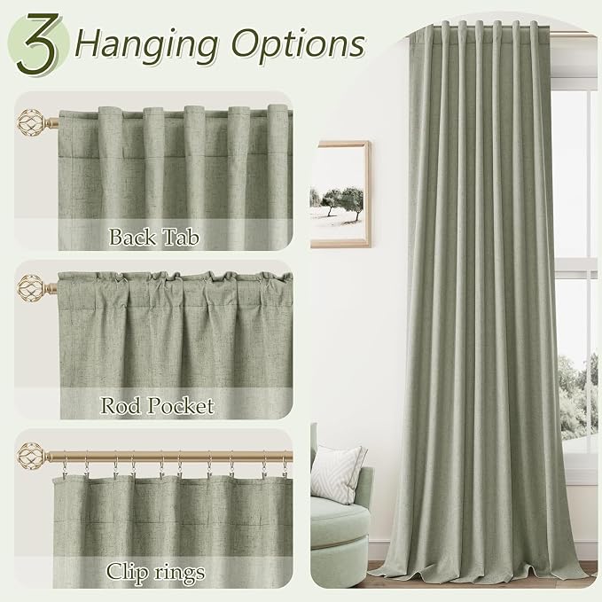 Sage Green 100% Blackout Curtains 84 Inch Length 2 Panels Set - Image 6