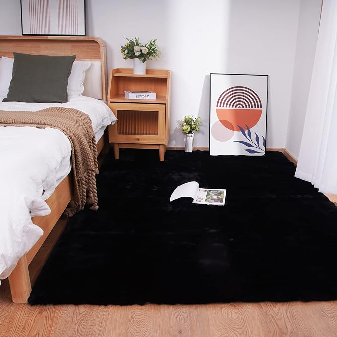 Ghouse Ultra Soft Faux Rabbit Fur Rug 4x6, Machine Washable Area Rugs - Image 2