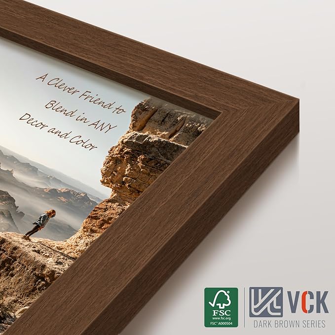 VCK 20x28 Picture Frame 3 Pack, Brown Wood Poster Frame with Exclusive Wood Grain, Wall Mounting Hanging