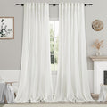 Ivory Linen Curtains for Living Room 2 Panels Set Extra Long Back Tab Light by Nanspring