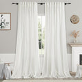 Extra Long Ivory Curtains 132 Inch Length 2 Panels Set Back Tab Neutral by Nanspring