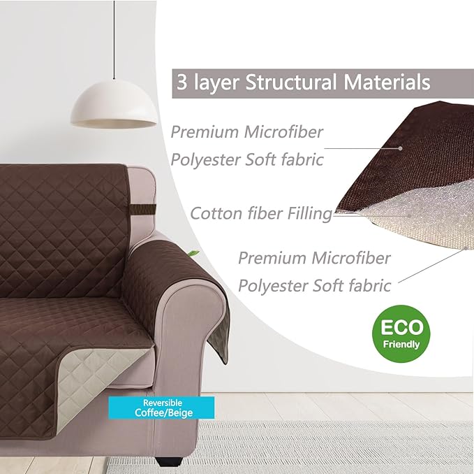 U-NICE HOME Reversible Oversized Chair Covers Quilted Water Repellent Pet - Image 5