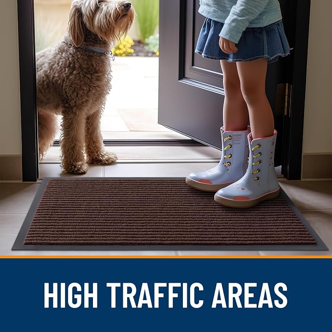 OLANLY 2-Pack Front Door Mats 71x23, Waterproof Heavy-Duty Doormats | Brown - Image 7