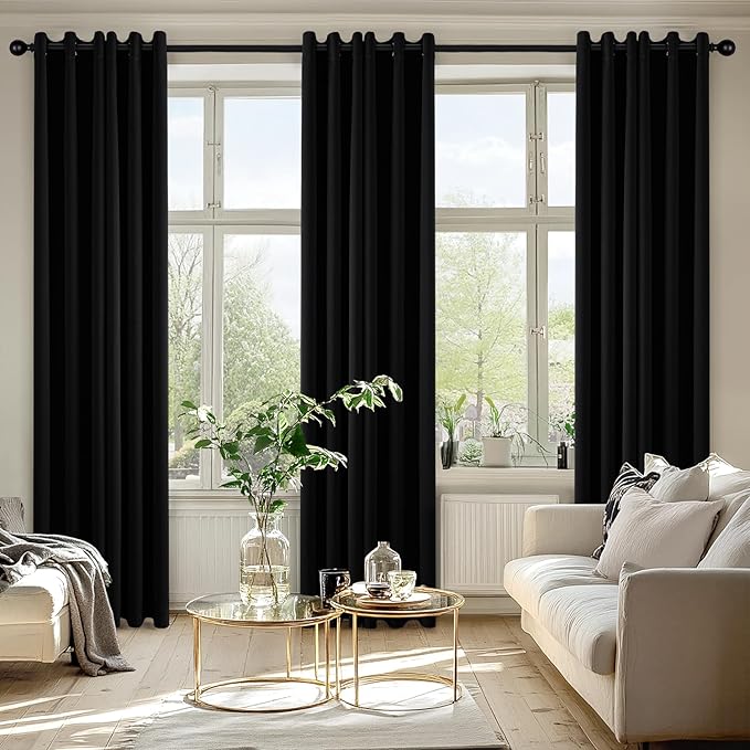MIULEE Blackout Curtains for Bedroom 2 Panels 40 x 84 Inch Long Black | Thermal - Image 6