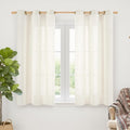 YoungsTex Ivory Linen Kitchen Curtains 40 Inch Length 2 Panels | Short Semi by YoungsTex