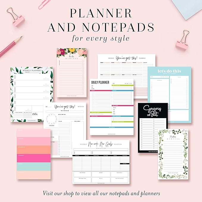 Bliss Collections Weekly Planning Pad, Desk Calendar - Get Stuff Done - Undated Tear-Off Sheets Notepad - Organizer, Scheduler for Goals, Tasks, Ideas, Notes & To-Do Lists - 6" x 9", 50 Sheets
