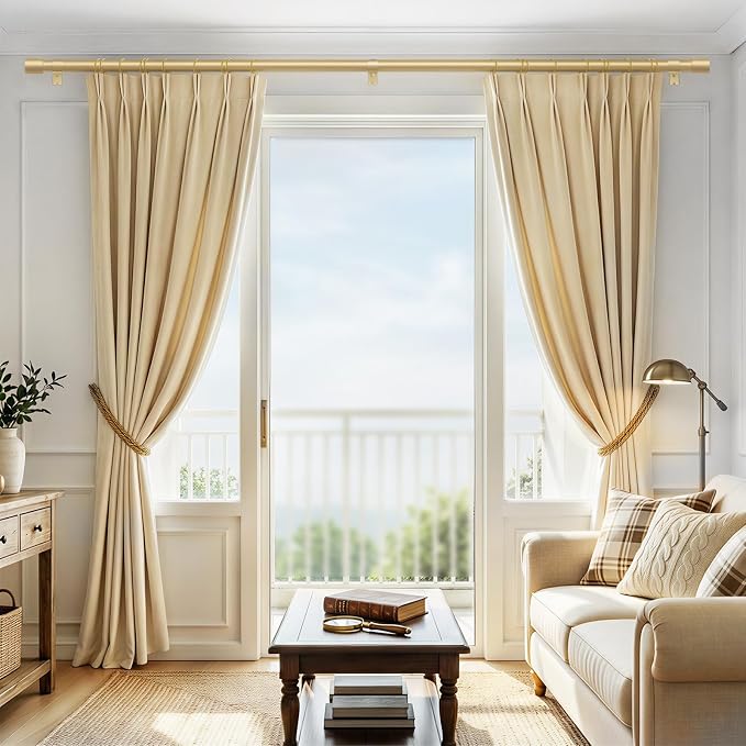 IFELS Heavy Duty Curtain Rods for Windows 66 to 120 Inch, 1 Inch Gold Curtain - Image 2