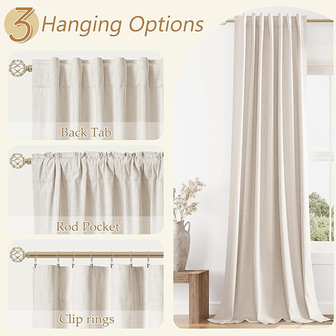 Guken 100% Blackout Linen Curtains 42 Inch Wide by 84 Inch - Image 6