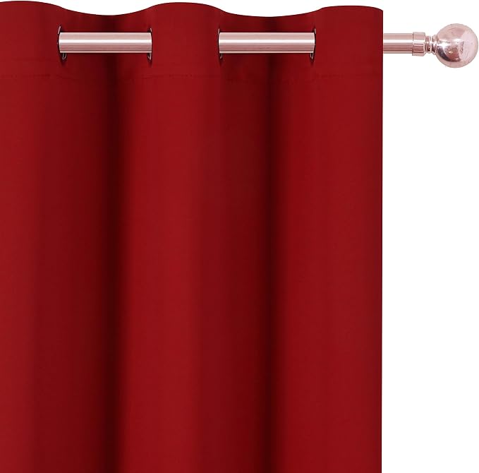 Red Bedroom Blackout Curtains/38 x 63 Inch Long/Set of 2 Curtain Panels/Thermal - Image 7