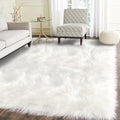 Latepis 5x7 Area Rugs White Furry Faux Sheepskin Rug Washable Fluffy Fur Rug by Latepis