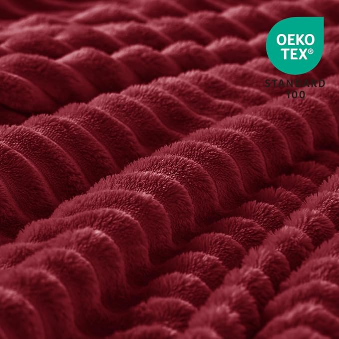 BEDELITE Fleece Blanket Twin Size – 3D Ribbed Jacquard Soft and Warm Decorative - Image 3