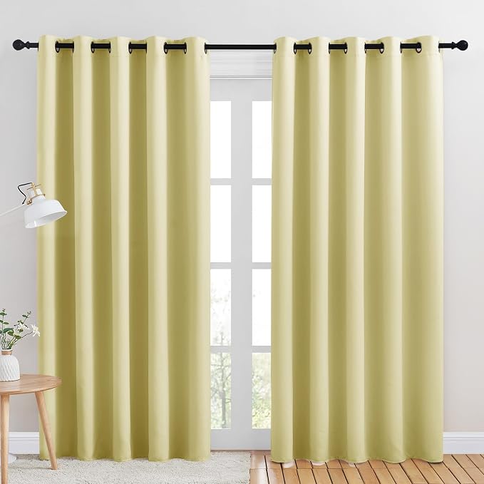 NICETOWN Room Darkening Draperies Window Curtain Panels, Paler Yellow, 2 Panels by NICETOWN