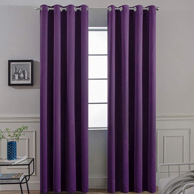 Yakamok Purple Blackout Curtains Room Darkening Thermal Insulated Grommet top by Yakamok