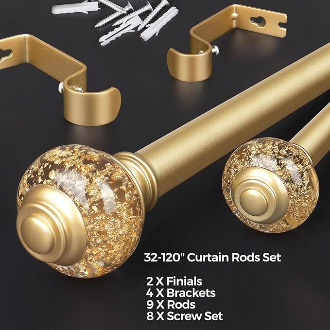 7/8 inch Curtain Rods for Windows 66 to 120 Inch, USFOOK Telescoping Splicing - Image 6