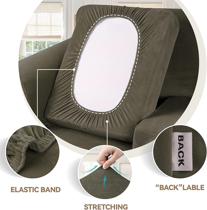 WEERRW 4 Pieces Velvet High Stretch Couch Covers - Image 3
