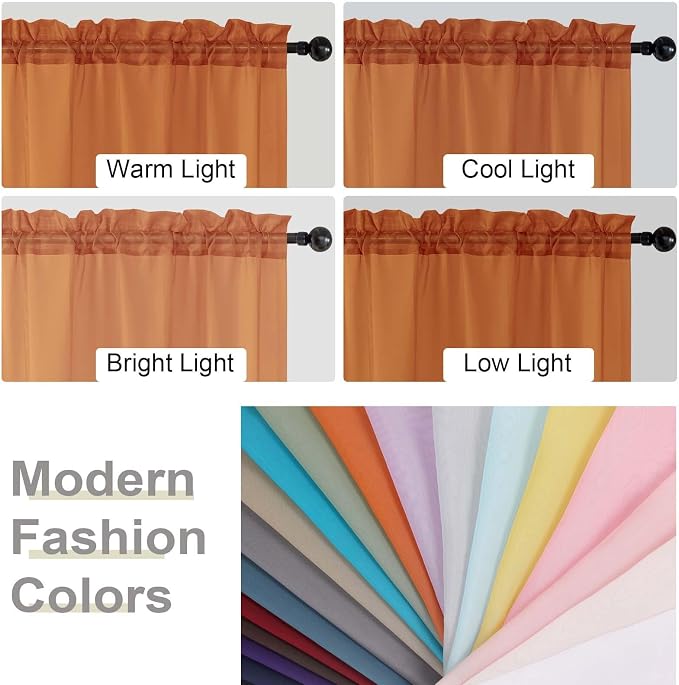 Sheer Orange Curtains for Bedroom Living Room 54 Inch Length 2 Panels Set - Image 7