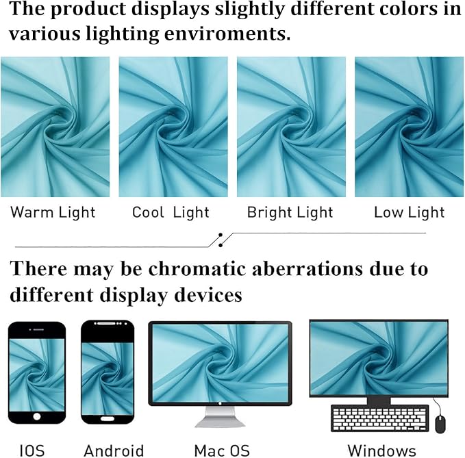 Turquoise Sheer Curtains 90 Inches Long 2 Panels, Elegant Gauzy Airy Light - Image 7