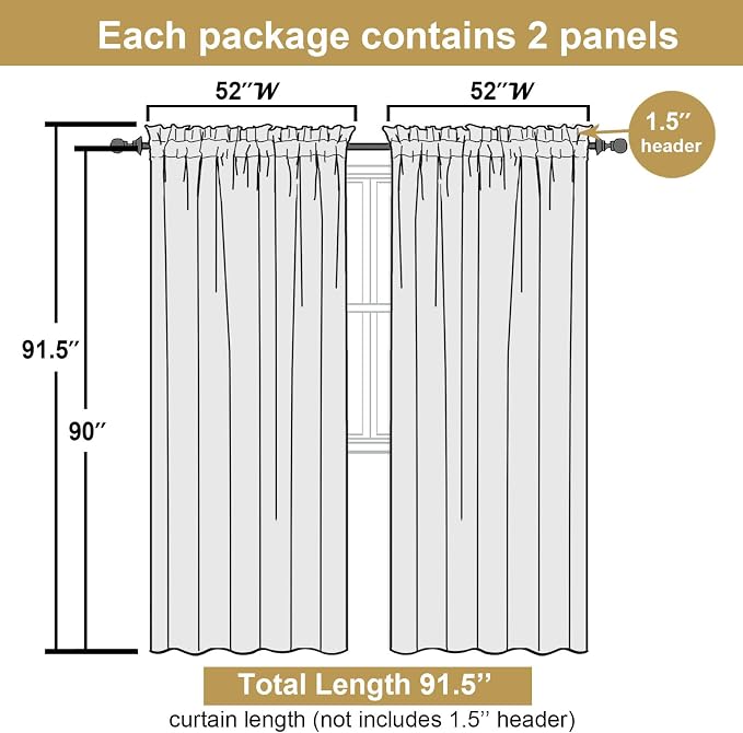 Lecloud Leia Charcoal Grey Sheer Curtains 90 Inches Long 2 Panels, Airy Leaf - Image 2