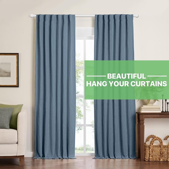 White Curtain Rods for Windows 28 to 48 inch, Adjustable Curtain Rod Set - Image 2