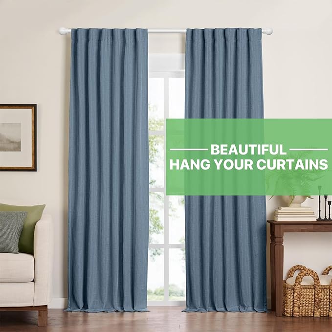 Curtain Rods for Windows 48 to 84, 2 Pack White Curtain Rod - Image 2