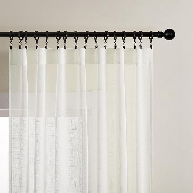 Joydeco Sheer Curtains 108 Inches Long, Cream Curtains - Image 2