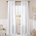 Pure White Curtains 38 x 96 inch Length 2 Panels Back Tab Sheer Linen Curtain by Nanspring