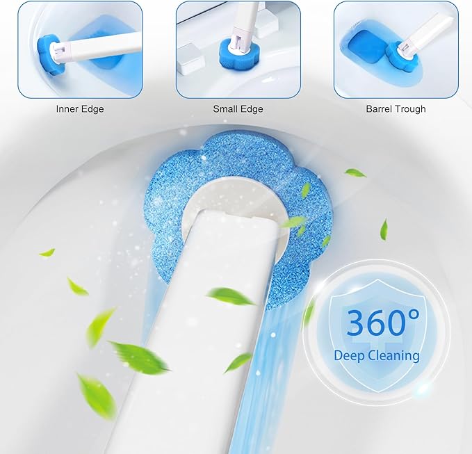 Disposable Toilet Brush with Holder, Disposable Toilet Cleaning System with 36 Refills, Toilet Wand Kit for Bathroom Toilet Cleaning (Disposable Toilet Brush)