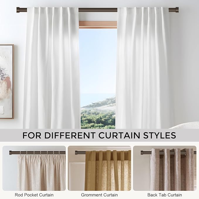 VOIIY 2 Pack Curtain Rods for Windows 28 to 48 Inch, Bronze 1'' Diameter - Image 6