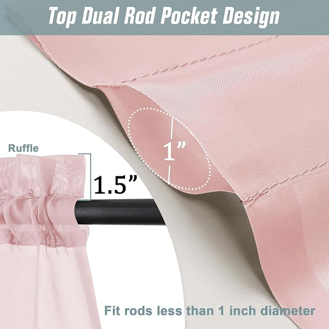 Blush Pink Sheer Curtains 84 Inches Long 2 Panels, Elegant Airy Transparent - Image 3