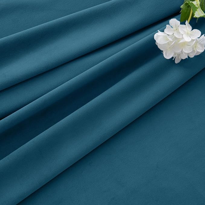 MIULEE Velvet Curtains 50W x 90L 2 Panels Peacock Blue Blackout Curtains | - Image 7