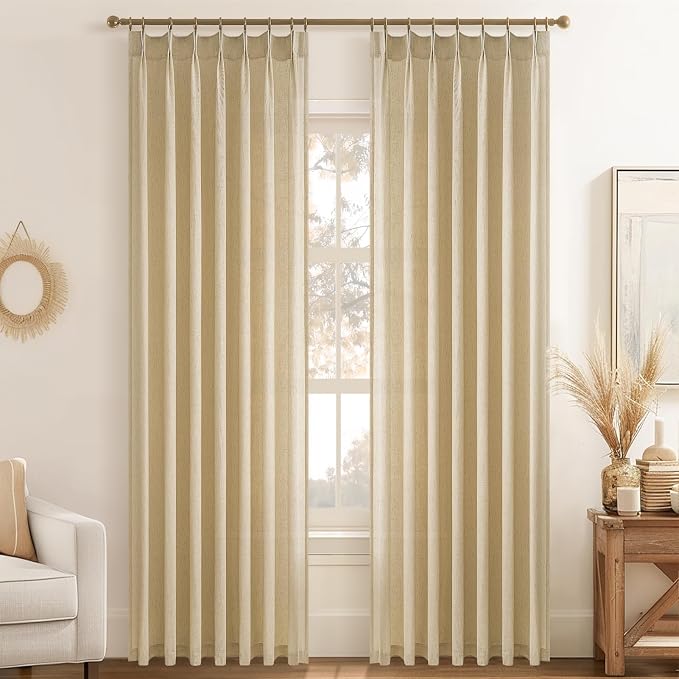 102 Inch Long Curtains Pinch Pleat Linen Curtains - Image 8